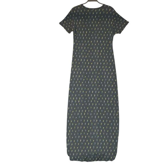 LuLaRoe T-Shirt Maxi Dress S Gray Short Sleeve Jersey Stretch Flowing Slinky - Picture 3 of 7